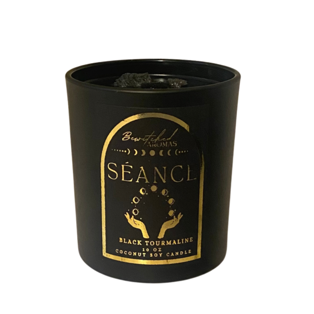 SÈANCE Black Flame Candle Luxury Crystal Candle Bewitched Aromas