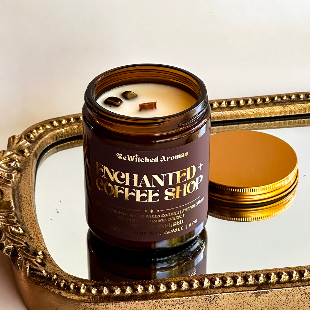 Enchanted Coffee Shop - 8 oz crystal candle