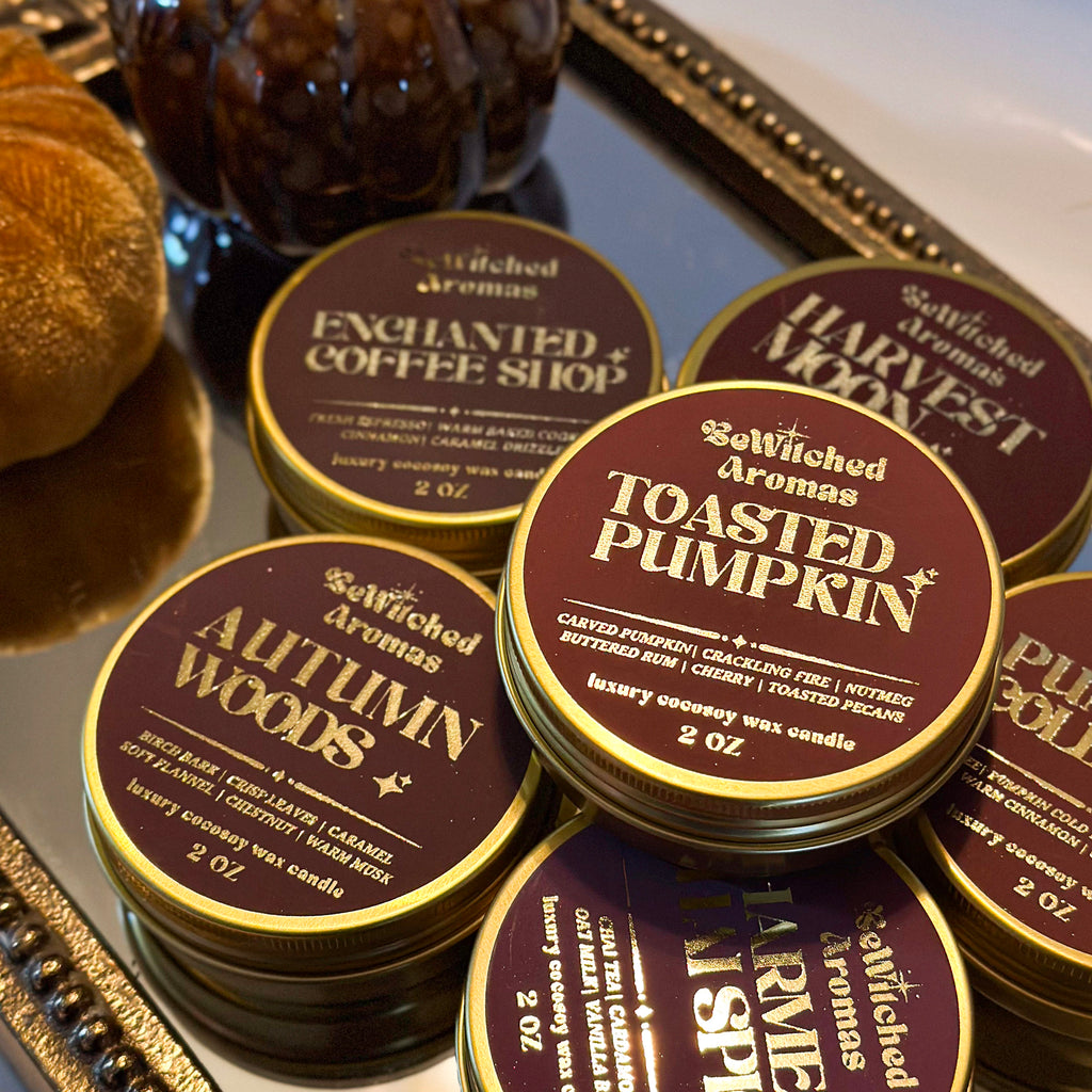 Cozy Magick Collection - 2 oz wooden wick candle tin
