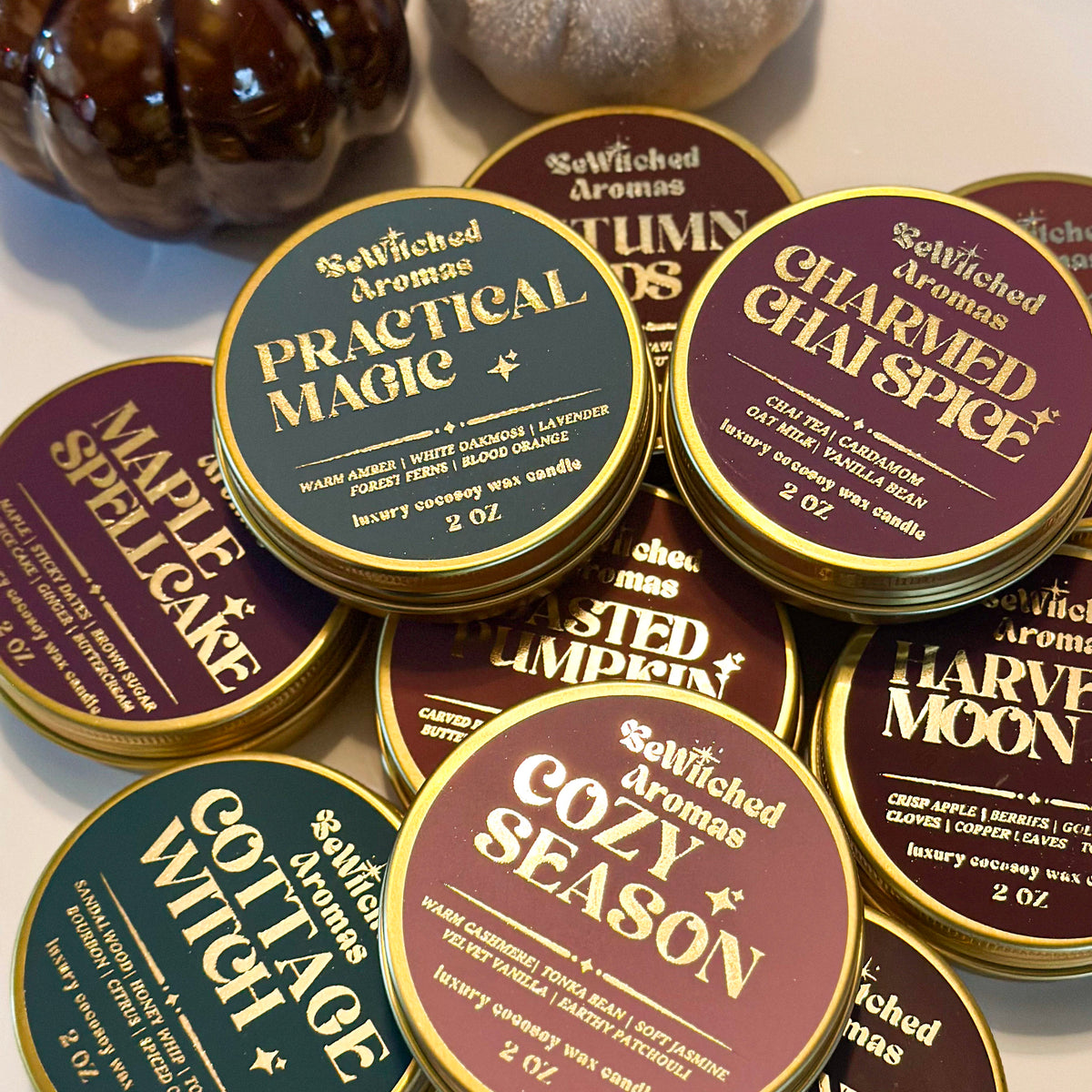 Cozy Magick Collection - 2 oz wooden wick candle tin