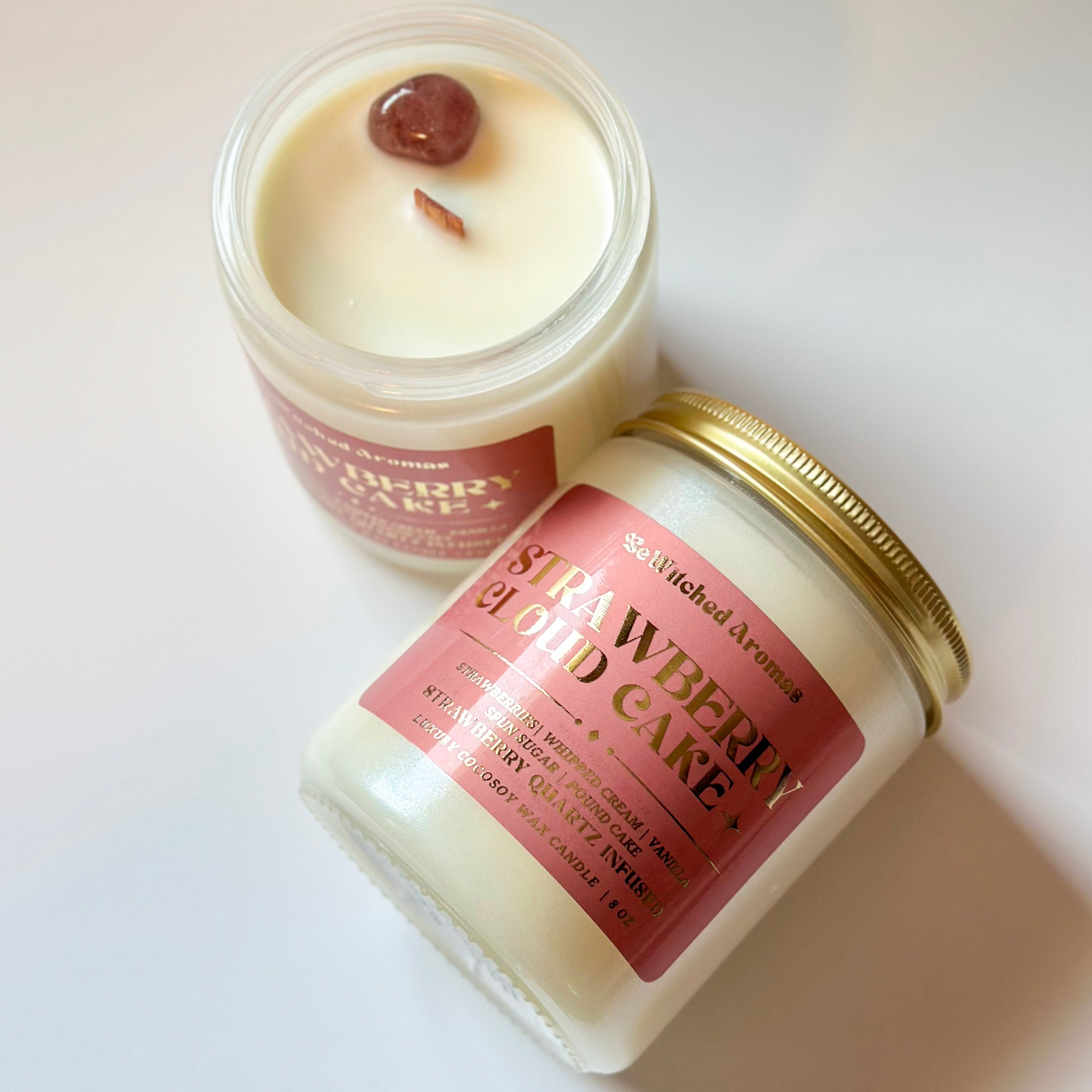 Strawberry Cloud Cake - 8 oz Crystal Candle