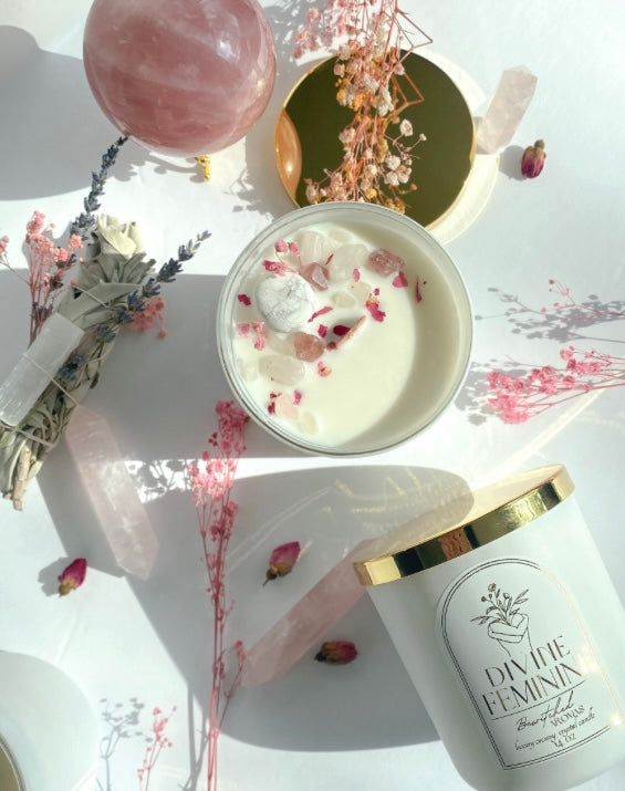 Divine Feminine | Luxury Crystal Candle 16 oz
