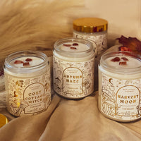 AUTUMN HAZE - Pumpkin  Spice + Bour•Bon Luxury Crystal Candle Golden Jar