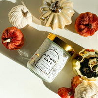 AUTUMN HAZE - Pumpkin  Spice + Bour•Bon Luxury Crystal Candle Golden Jar