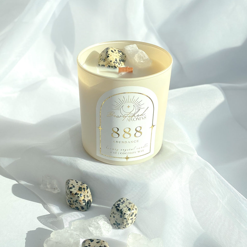 Angel Number | 10 oz Dalmatian Jasper Luxury Crystal Candle