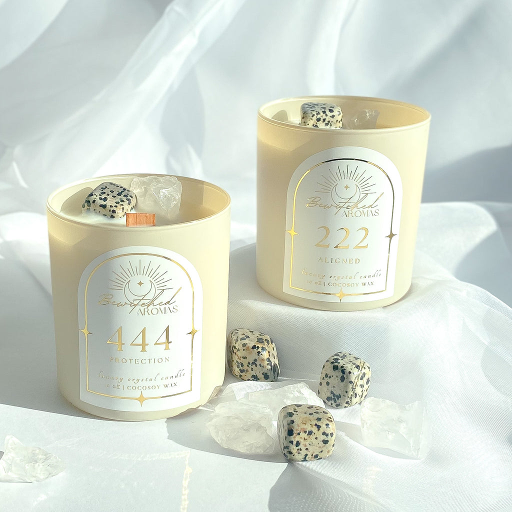 Angel Number | 10 oz Dalmatian Jasper Luxury Crystal Candle