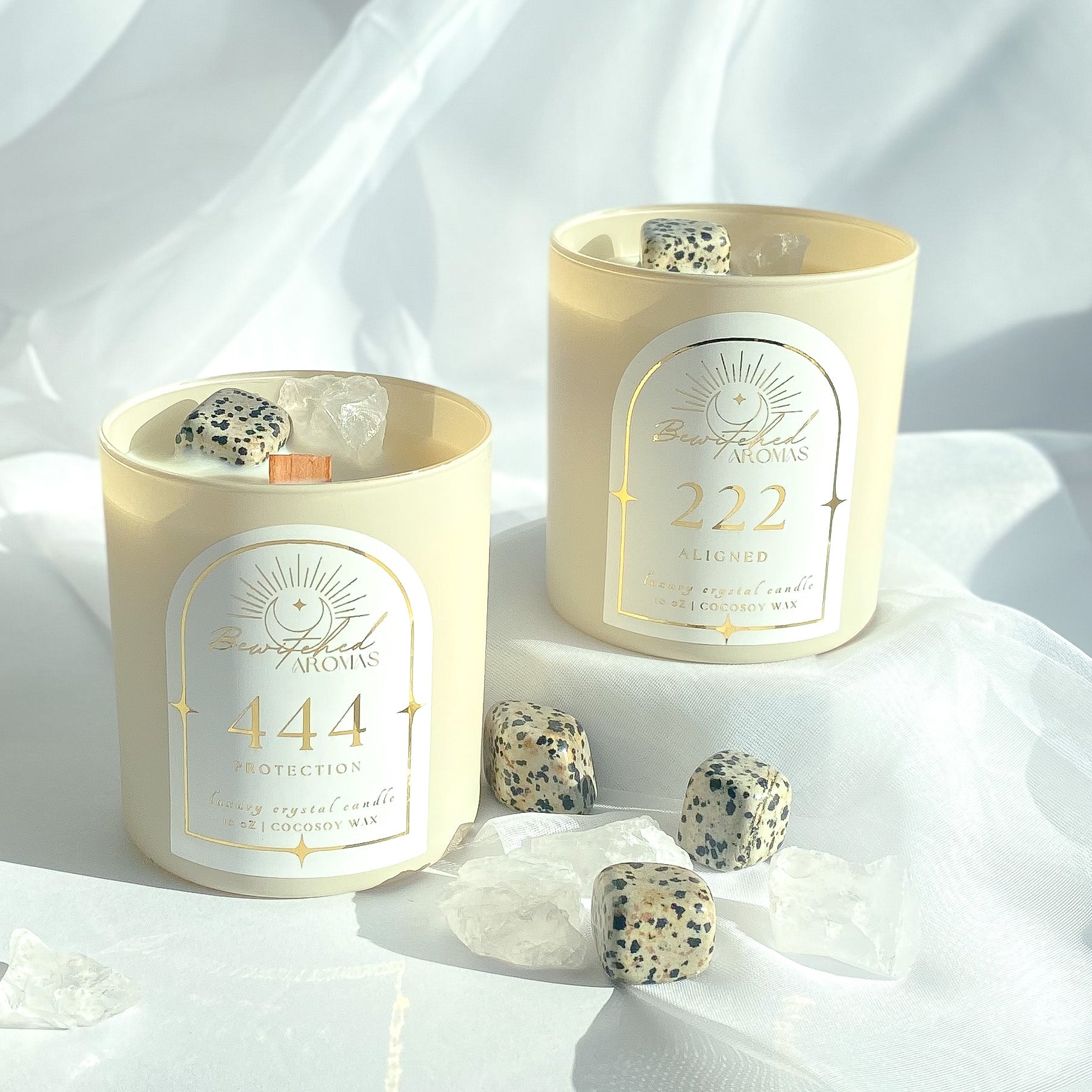 Angel Number | 10 oz Dalmatian Jasper Luxury Crystal Candle