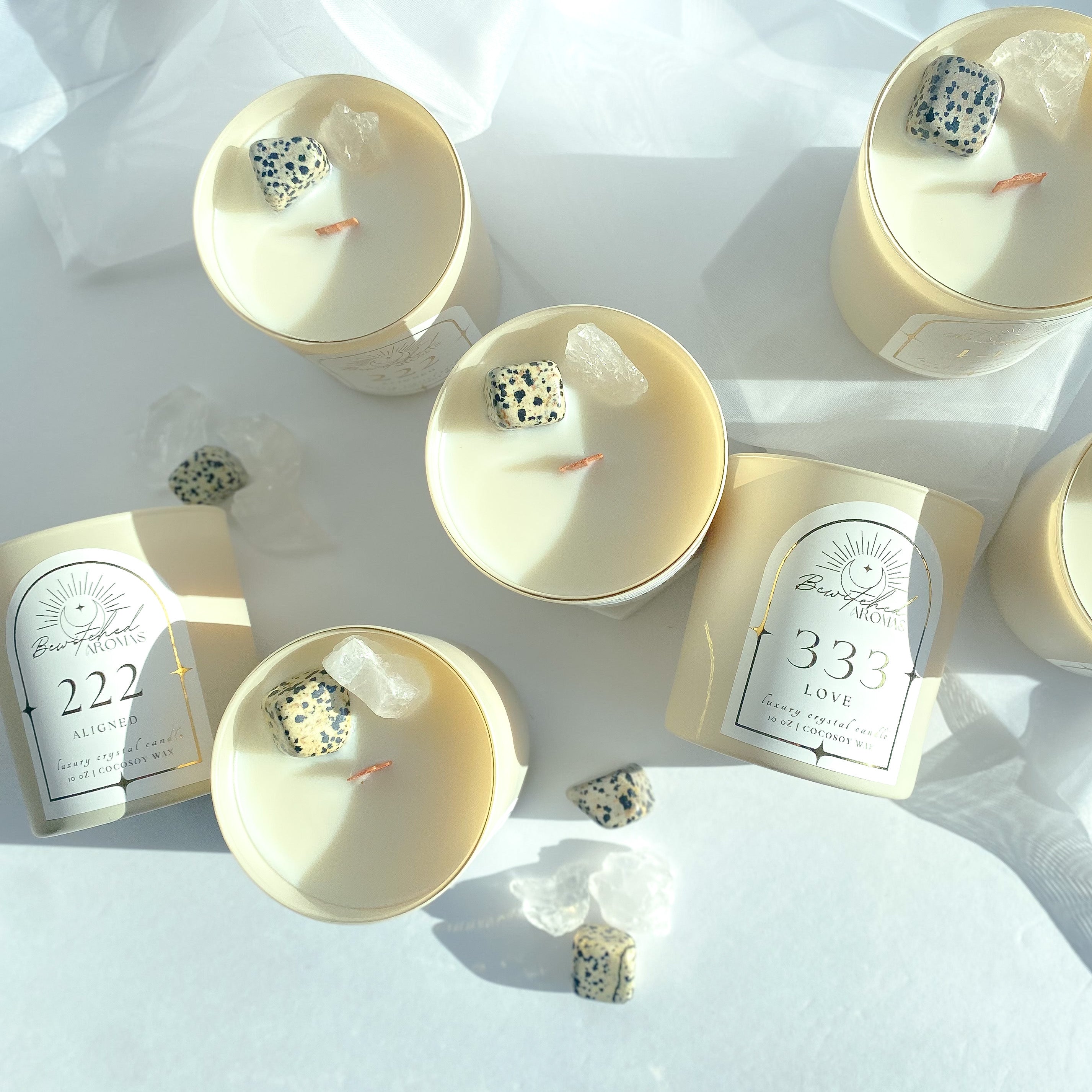 Angel Number | 10 oz Dalmatian Jasper Luxury Crystal Candle