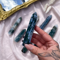 Moss Agate Crystal Towers
