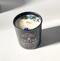 Divine Protection 🧿 - Luxe Noir 5 oz Intention Magic Crystal Candle