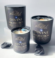 Divine Protection 🧿 - Luxe Noir 15 oz Intention Magic Crystal Candle